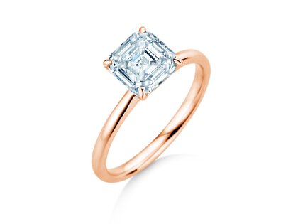 Verlovingsring Asscher Cut in 9K roségoud met Lab-grown diamant 0,15ct E/VS