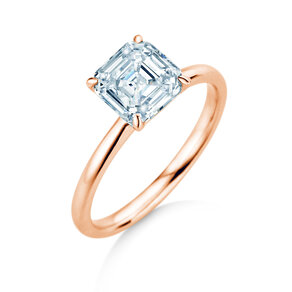 Verlovingsring Asscher Cut in 9K roségoud met Lab-grown diamant 0,15ct E/VS