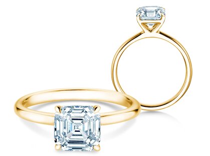 Verlovingsring Asscher Cut in 9K geelgoud met Lab-grown diamant 1,50ct