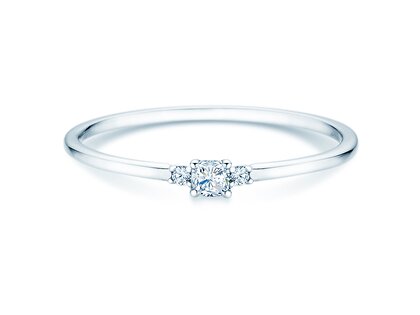 Verlovingsring Vivid Petite Cushion Cut in 14K witgoud met diamanten 0,10ct G/SI