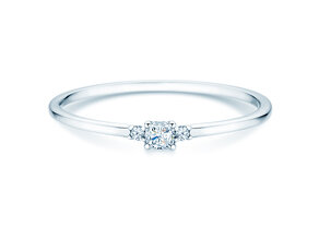 Verlovingsring Vivid Petite Cushion Cut in 14K witgoud met diamanten 0,10ct G/SI