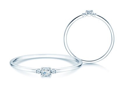 Verlovingsring Vivid Petite Cushion Cut in 14K witgoud met diamanten 0,10ct G/SI