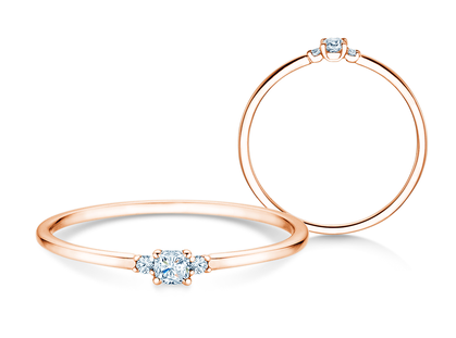 Verlovingsring Vivid Petite Cushion Cut in 14K roségoud met diamanten 0,10ct G/SI