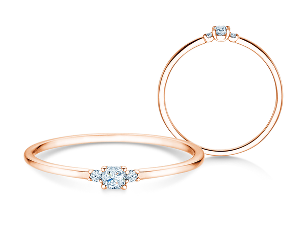 Verlovingsring Vivid Petite Cushion Cut in 14K roségoud met diamanten 0,10ct G/SI