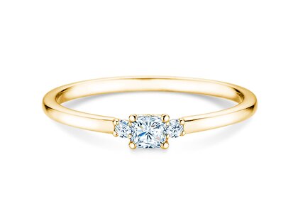 Verlovingsring Vivid Petite Cushion Cut in 14K geelgoud met diamanten 0,20ct G/SI