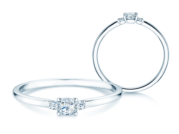 Verlovingsring Vivid Petite Cushion Cut in platina
