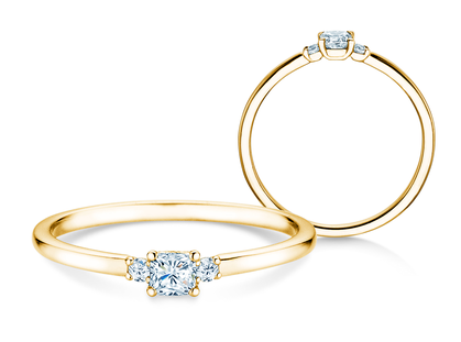 Verlovingsring Vivid Petite Cushion Cut in geelgoud
