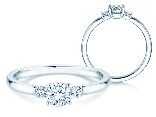 Verlovingsring  in 9K witgoud met diamanten 0,40ct G/SI