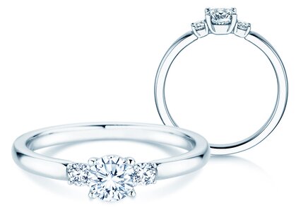 Verlovingsring  in 9K witgoud met diamanten 0,40ct G/SI