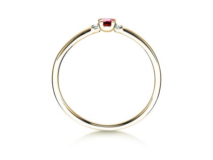 Verlovingsring Vivid Petite in 14K geelgoud met robijn 0,08ct en diamanten 0,02ct