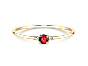 Verlovingsring Vivid Petite in 14K geelgoud met robijn 0,08ct en diamanten 0,02ct