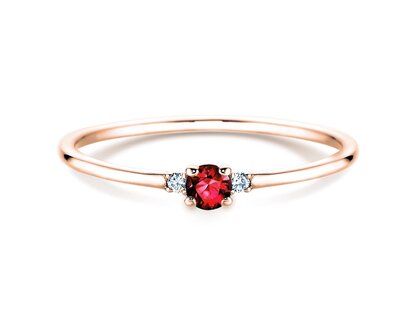 Verlovingsring Vivid Petite in 9K roségoud met robijn 0,08ct en diamanten 0,02ct