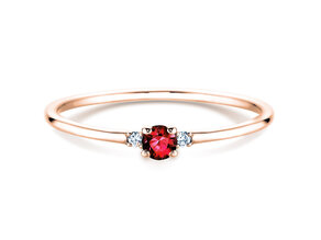 Verlovingsring Vivid Petite in 9K roségoud met robijn 0,08ct en diamanten 0,02ct