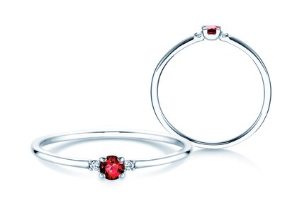 Verlovingsring Vivid Petite in 9K witgoud met robijn 0,08ct en diamanten 0,02ct