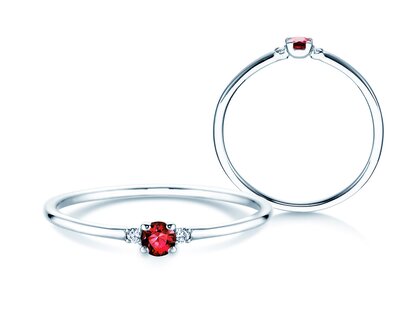 Verlovingsring Vivid Petite in platina 950/- met robijn 0,08ct en diamanten 0,02ct