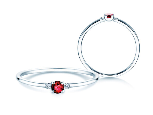 Verlovingsring Vivid Petite in platina 950/- met robijn 0,08ct en diamanten 0,02ct