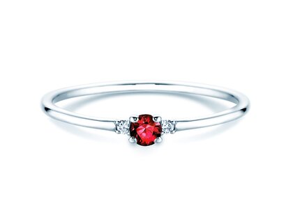 Verlovingsring Vivid Petite in platina 950/- met robijn 0,08ct en diamanten 0,02ct