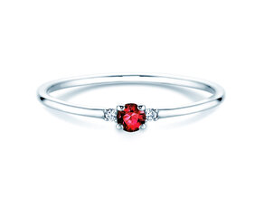 Verlovingsring Vivid Petite in platina 950/- met robijn 0,08ct en diamanten 0,02ct