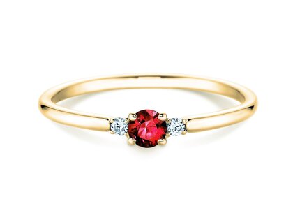Verlovingsring Vivid Petite in 14K geelgoud met robijn 0,16ct en diamanten 0,04ct