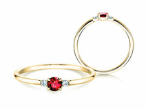 Verlovingsring Vivid Petite in 14K geelgoud met robijn 0,16ct en diamanten 0,04ct