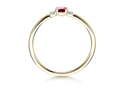 Verlovingsring Vivid Petite in 14K geelgoud met robijn 0,16ct en diamanten 0,04ct