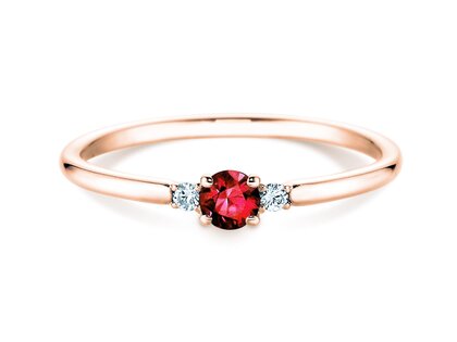 Verlovingsring Vivid Petite in 14K roségoud met robijn 0,16ct en diamanten 0,04ct