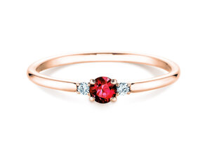 Verlovingsring Vivid Petite in 14K roségoud met robijn 0,16ct en diamanten 0,04ct
