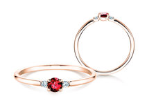 Verlovingsring Vivid Petite in 14K roségoud met robijn 0,16ct en diamanten 0,04ct