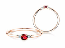 Verlovingsring Vivid Petite in 14K roségoud met robijn 0,16ct en diamanten 0,04ct