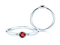 Verlovingsring Vivid Petite in 14K witgoud met robijn 0,16ct en diamanten 0,04ct