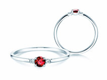 Verlovingsring Vivid Petite in 14K witgoud met robijn 0,16ct en diamanten 0,04ct