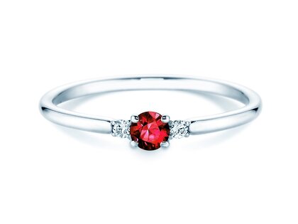Verlovingsring Vivid Petite in 14K witgoud met robijn 0,16ct en diamanten 0,04ct