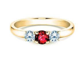 Verlovingsring Vivid Petite in 9K geelgoud met robijn 0,30ct en diamanten 0,30ct