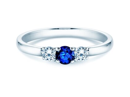 Verlovingsring Vivid Petite in 14K witgoud met saffier 0,20ct en diamanten 0,20ct