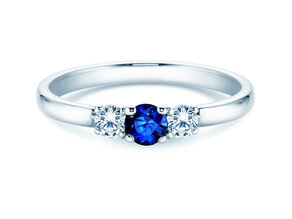 Verlovingsring Vivid Petite in 14K witgoud met saffier 0,20ct en diamanten 0,20ct