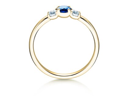 Verlovingsring Vivid Petite in 14K geelgoud met saffier 0,20ct en diamanten 0,20ct