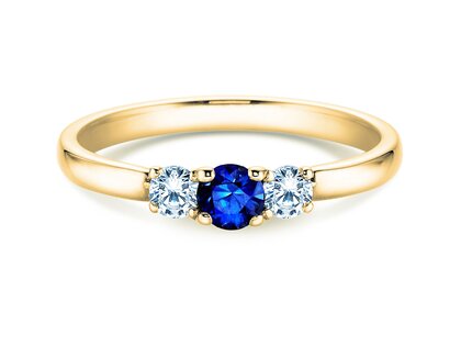 Verlovingsring Vivid Petite in 14K geelgoud met saffier 0,20ct en diamanten 0,20ct