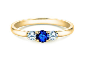 Verlovingsring Vivid Petite in 14K geelgoud met saffier 0,20ct en diamanten 0,20ct