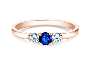Verlovingsring Vivid Petite in 14K roségoud met saffier 0,20ct en diamanten 0,20ct