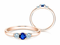 Verlovingsring  in 9K roségoud met saffier 0,20ct en diamanten 0,20ct