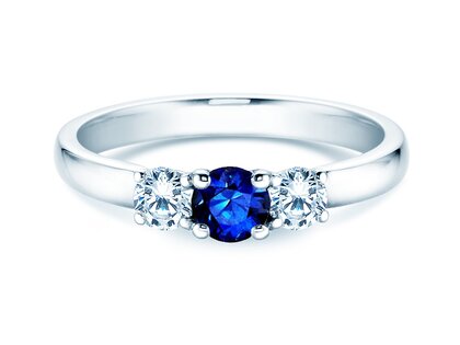 Verlovingsring Vivid Petite in 18K witgoud met saffier 0,30ct en diamanten 0,30ct