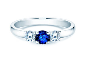 Verlovingsring Vivid Petite in 18K witgoud met saffier 0,30ct en diamanten 0,30ct