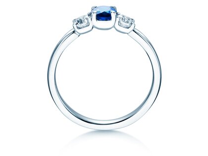 Verlovingsring Vivid Petite in 18K witgoud met saffier 0,30ct en diamanten 0,30ct