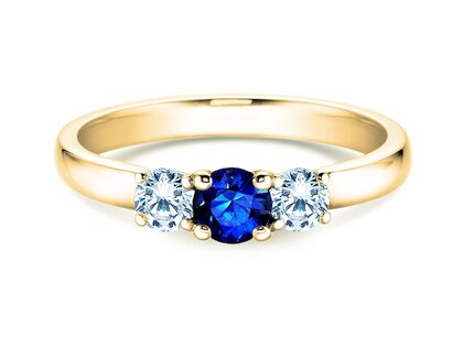 Verlovingsring Vivid Petite in 18K geelgoud met saffier 0,30ct en diamanten 0,30ct