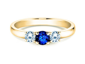 Verlovingsring Vivid Petite in 18K geelgoud met saffier 0,30ct en diamanten 0,30ct
