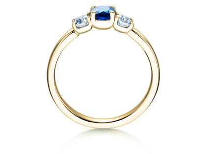 Verlovingsring Vivid Petite in 18K geelgoud met saffier 0,30ct en diamanten 0,30ct