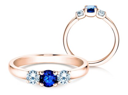 Verlovingsring Vivid Petite in 14K roségoud met saffier 0,30ct en diamanten 0,30ct