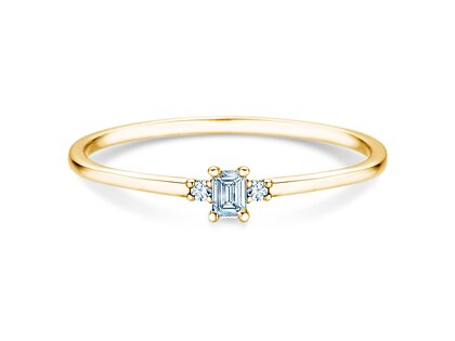 Verlovingsring Vivid Petite Emerald Cut in 14K geelgoud met diamanten 0,10ct G/VS