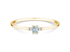 Verlovingsring Vivid Petite Emerald Cut in 14K geelgoud met diamanten 0,10ct G/VS