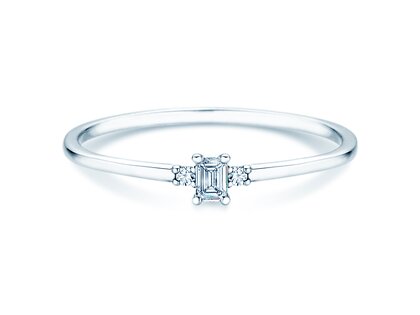 Verlovingsring Vivid Petite Emerald Cut in 14K witgoud met diamanten 0,10ct G/VS